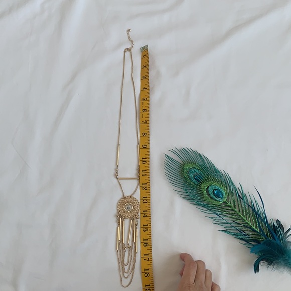 Long gold color necklace, rhinestone - Picture 4 of 4